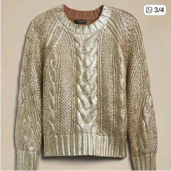 Banana Republic Metallic Gold Sweater - Picture 3 of 4